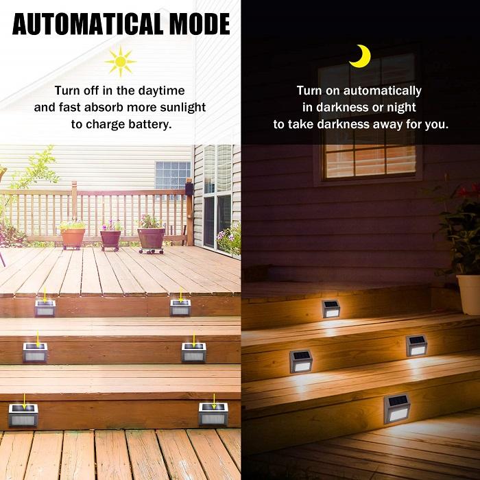 8 LED Solar Stair Step Lights | Dusk to Dawn Auto On/Off | Super Bright (8-Pack / 2022 Model) Lighting True Lumens™