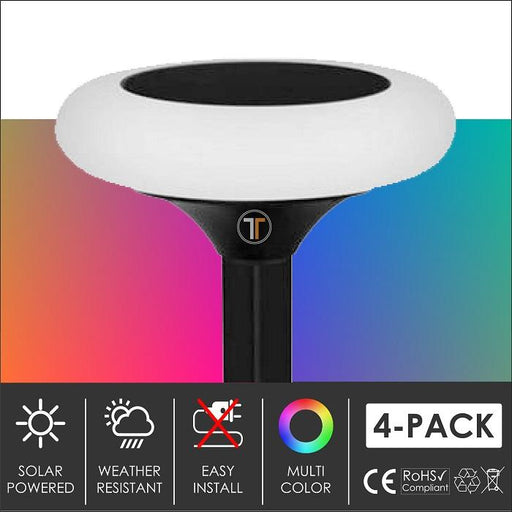 Multicolor RGB Garden Solar Lights | Dusk to Dawn | Super Bright | 4-Pack Landscape Pathway Lighting True Lumens™ | Sharper Designs, Inc