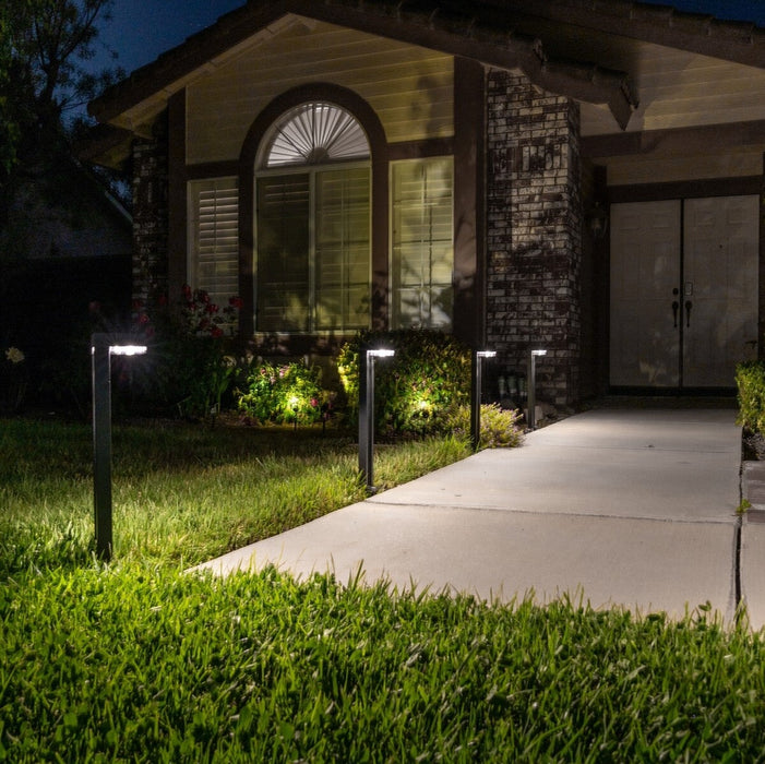 German Osram Pro-Line Bollard Solar Lights® | 100LM | Aluminum / Glass | 2-Pack Landscape Pathway Lighting True Lumens™ 