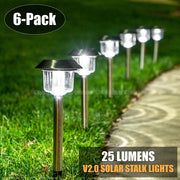 25 Lumens Stake landscape lights | Stainless Steel | Daylight White (6-Pack) True Lumens™ 