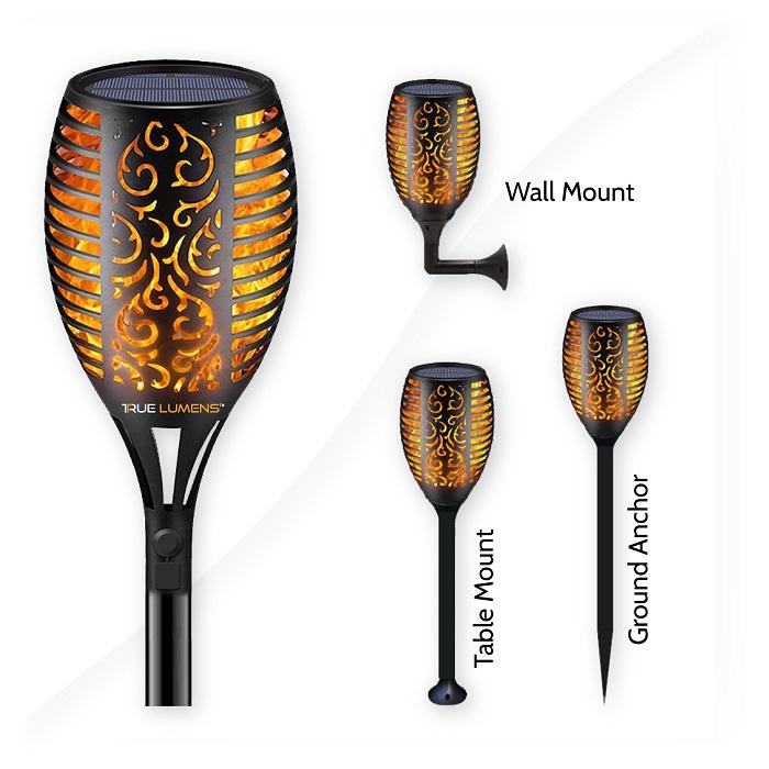96LED Flickering Flame Solar Light | Dusk to Dawn | (2-Pack) True Lumens™ 
