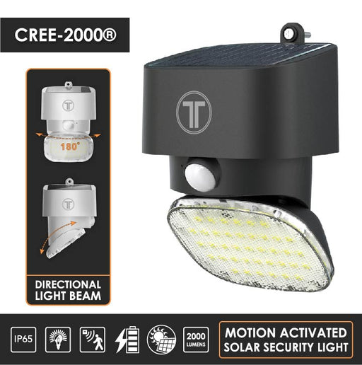 Cree-2000® Outdoor Motion Sensor Solar Light | German Osram | Dusk to Dawn | 2-Pack Flood & Spot Lights True Lumens™ | Sharper Designs, Inc 
